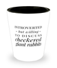 Funny Rabbit Shot Glass Introverted But Willing To Discuss Checkered Giant Rabbits