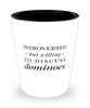 Funny Shot Glass Introverted But Willing To Discuss Dominoes