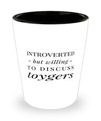 Funny Cat Shot Glass Introverted But Willing To Discuss Toygers