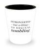 Funny Gymnastics Shot Glass Introverted But Willing To Discuss Tumbling