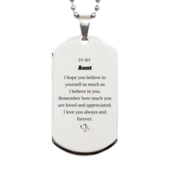 To My Aunt Dogtag Necklace, To My Aunt Remember how much you are loved and appreciated. I love you always and forever, Inspirational Silver Dog Tag For Aunt Present, Birthday Christmas Unique Gifts For Aunt Men Women