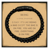 Sarcastic Civil Engineer Gifts, Birthday Christmas Unique Stone Leather Bracelets For Civil Engineer for Coworkers, Men, Women, Friends Being Civil Engineer is Easy. It's Like Riding A Bike Except The Bike Is On Fire. You Are On Fire. Everything Is On Fir