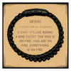 Sarcastic Electrical Engineer Gifts, Birthday Christmas Unique Stone Leather Bracelets For Electrical Engineer for Coworkers, Men, Women, Friends Being Electrical Engineer is Easy. It's Like Riding A Bike Except The Bike Is On Fire. You Are On Fire. Every