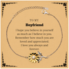 To My Boyfriend Bracelet with Card, To My Boyfriend Remember how much you are loved and appreciated. I love you always and forever, Inspirational Sunflower Bracelet For Boyfriend Present, Birthday Christmas Unique Gifts For Boyfriend Men Women
