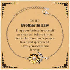 To My Brother In Law Bracelet with Card, To My Brother In Law Remember how much you are loved and appreciated. I love you always and forever, Inspirational Sunflower Bracelet For Brother In Law Present, Birthday Christmas Unique Gifts For Brother In Law M