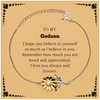 To My Godson Bracelet with Card, To My Godson Remember how much you are loved and appreciated. I love you always and forever, Inspirational Sunflower Bracelet For Godson Present, Birthday Christmas Unique Gifts For Godson Men Women