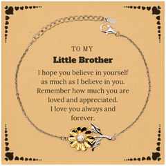 To My Little Brother Bracelet with Card, To My Little Brother Remember how much you are loved and appreciated. I love you always and forever, Inspirational Sunflower Bracelet For Little Brother Present, Birthday Christmas Unique Gifts For Little Brother M