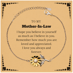 To My Mother-In-Law Bracelet with Card, To My Mother-In-Law Remember how much you are loved and appreciated. I love you always and forever, Inspirational Sunflower Bracelet For Mother-In-Law Present, Birthday Christmas Unique Gifts For Mother-In-Law Men W