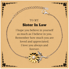 To My Sister In Law Bracelet with Card, To My Sister In Law Remember how much you are loved and appreciated. I love you always and forever, Inspirational Sunflower Bracelet For Sister In Law Present, Birthday Christmas Unique Gifts For Sister In Law Men W