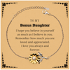 To My Bonus Daughter Bracelet with Card, To My Bonus Daughter Remember how much you are loved and appreciated. I love you always and forever, Inspirational Sunflower Bracelet For Bonus Daughter Present, Birthday Christmas Unique Gifts For Bonus Daughter M