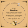 To My Stepsister Bracelet with Card, To My Stepsister Remember how much you are loved and appreciated. I love you always and forever, Inspirational Sunflower Bracelet For Stepsister Present, Birthday Christmas Unique Gifts For Stepsister Men Women