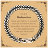 To My Godmother Bracelet with Card, To My Godmother Remember how much you are loved and appreciated. I love you always and forever, Inspirational Cuban Link Chain Bracelet For Godmother Present, Birthday Christmas Unique Gifts For Godmother Men Women