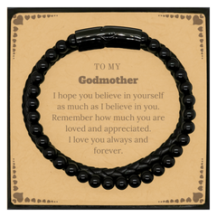 To My Godmother Bracelet with Card, To My Godmother Remember how much you are loved and appreciated. I love you always and forever, Inspirational Stone Leather Bracelets For Godmother Present, Birthday Christmas Unique Gifts For Godmother Men Women