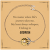 Georgia State Gifts, No matter where life's journey takes me, my heart always whispers, I belong in Georgia, Proud Georgia Sunflower Bracelet Birthday Christmas For Men, Women, Friends