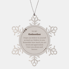 To My Godmother Ornament, To My Godmother Remember how much you are loved and appreciated. I love you always and forever, Inspirational Snowflake Ornament For Godmother Present, Decorations Christmas Unique Gifts For Godmother Men Women