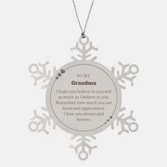 To My Grandma Ornament, To My Grandma Remember how much you are loved and appreciated. I love you always and forever, Inspirational Snowflake Ornament For Grandma Present, Decorations Christmas Unique Gifts For Grandma Men Women