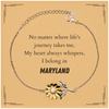 Maryland State Gifts, No matter where life's journey takes me, my heart always whispers, I belong in Maryland, Proud Maryland Sunflower Bracelet Birthday Christmas For Men, Women, Friends