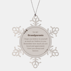 To My Grandparents Ornament, To My Grandparents Remember how much you are loved and appreciated. I love you always and forever, Inspirational Snowflake Ornament For Grandparents Present, Decorations Christmas Unique Gifts For Grandparents Men Women