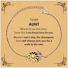 Inspirational Aunt Gifts, Motivational Aunt Sunflower Bracelet Gifts, Birthday Christmas Unique Gifts For Aunt To My Aunt Whenever you feel alone, know that I am always here for you