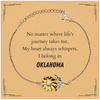 Oklahoma State Gifts, No matter where life's journey takes me, my heart always whispers, I belong in Oklahoma, Proud Oklahoma Sunflower Bracelet Birthday Christmas For Men, Women, Friends