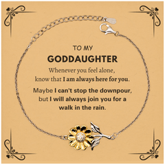 Inspirational Goddaughter Gifts, Motivational Goddaughter Sunflower Bracelet Gifts, Birthday Christmas Unique Gifts For Goddaughter To My Goddaughter Whenever you feel alone, know that I am always here for you