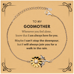 Inspirational Godmother Gifts, Motivational Godmother Sunflower Bracelet Gifts, Birthday Christmas Unique Gifts For Godmother To My Godmother Whenever you feel alone, know that I am always here for you