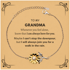 Inspirational Grandma Gifts, Motivational Grandma Sunflower Bracelet Gifts, Birthday Christmas Unique Gifts For Grandma To My Grandma Whenever you feel alone, know that I am always here for you