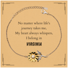 Virginia State Gifts, No matter where life's journey takes me, my heart always whispers, I belong in Virginia, Proud Virginia Sunflower Bracelet Birthday Christmas For Men, Women, Friends