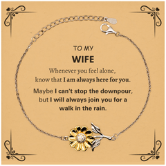 Inspirational Wife Gifts, Motivational Wife Sunflower Bracelet Gifts, Birthday Christmas Unique Gifts For Wife To My Wife Whenever you feel alone, know that I am always here for you
