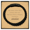 Arkansas State Gifts, No matter where life's journey takes me, my heart always whispers, I belong in Arkansas, Proud Arkansas Stone Leather Bracelets Birthday Christmas For Men, Women, Friends