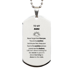 Nana Silver Dog Tag Gifts, To My Nana Never forget that I love you. You are my sunshine, Motivational Dogtag Necklace For Nana, Keepsake Birthday Christmas Unique Gifts For Nana
