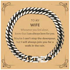 Inspirational Wife Gifts, Motivational Wife Cuban Link Chain Bracelet Gifts, Birthday Christmas Unique Gifts For Wife To My Wife Whenever you feel alone, know that I am always here for you