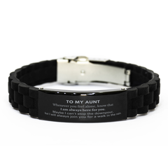 Inspirational Aunt Gifts, Motivational Aunt Black Glidelock Clasp Bracelet Gifts, Birthday Christmas Unique Gifts For Aunt To My Aunt Whenever you feel alone, know that I am always here for you