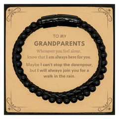 Inspirational Grandparents Gifts, Motivational Grandparents Stone Leather Bracelets Gifts, Birthday Christmas Unique Gifts For Grandparents To My Grandparents Whenever you feel alone, know that I am always here for you