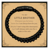 Inspirational Little Brother Gifts, Motivational Little Brother Stone Leather Bracelets Gifts, Birthday Christmas Unique Gifts For Little Brother To My Little Brother Whenever you feel alone, know that I am always here for you