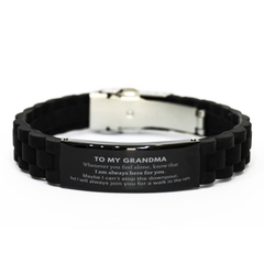 Inspirational Grandma Gifts, Motivational Grandma Black Glidelock Clasp Bracelet Gifts, Birthday Christmas Unique Gifts For Grandma To My Grandma Whenever you feel alone, know that I am always here for you