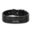 Oregon State Gifts, No matter where life's journey takes me, my heart always whispers, I belong in Oregon, Proud Oregon Black Shark Mesh Bracelet Birthday Christmas For Men, Women, Friends