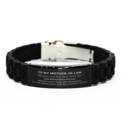 Inspirational Mother-In-Law Gifts, Motivational Mother-In-Law Black Glidelock Clasp Bracelet Gifts, Birthday Christmas Unique Gifts For Mother-In-Law To My Mother-In-Law Whenever you feel alone, know that I am always here for you