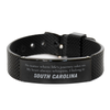 South Carolina State Gifts, No matter where life's journey takes me, my heart always whispers, I belong in South Carolina, Proud South Carolina Black Shark Mesh Bracelet Birthday Christmas For Men, Women, Friends