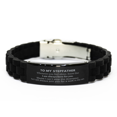 Inspirational Stepfather Gifts, Motivational Stepfather Black Glidelock Clasp Bracelet Gifts, Birthday Christmas Unique Gifts For Stepfather To My Stepfather Whenever you feel alone, know that I am always here for you