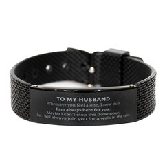 Inspirational Husband Gifts, Motivational Husband Black Shark Mesh Bracelet Gifts, Birthday Christmas Unique Gifts For Husband To My Husband Whenever you feel alone, know that I am always here for you