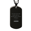 Alabama State Gifts, No matter where life's journey takes me, my heart always whispers, I belong in Alabama, Proud Alabama Black Dog Tag Birthday Christmas For Men, Women, Friends