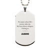 Alabama State Gifts, No matter where life's journey takes me, my heart always whispers, I belong in Alabama, Proud Alabama Silver Dog Tag Birthday Christmas For Men, Women, Friends