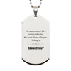 Connecticut State Gifts, No matter where life's journey takes me, my heart always whispers, I belong in Connecticut, Proud Connecticut Silver Dog Tag Birthday Christmas For Men, Women, Friends