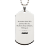 Kansas State Gifts, No matter where life's journey takes me, my heart always whispers, I belong in Kansas, Proud Kansas Silver Dog Tag Birthday Christmas For Men, Women, Friends