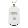 Maine State Gifts, No matter where life's journey takes me, my heart always whispers, I belong in Maine, Proud Maine Silver Dog Tag Birthday Christmas For Men, Women, Friends