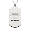 New Hampshire State Gifts, No matter where life's journey takes me, my heart always whispers, I belong in New Hampshire, Proud New Hampshire Silver Dog Tag Birthday Christmas For Men, Women, Friends