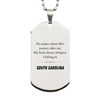 South Carolina State Gifts, No matter where life's journey takes me, my heart always whispers, I belong in South Carolina, Proud South Carolina Silver Dog Tag Birthday Christmas For Men, Women, Friends