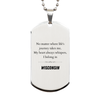 Wisconsin State Gifts, No matter where life's journey takes me, my heart always whispers, I belong in Wisconsin, Proud Wisconsin Silver Dog Tag Birthday Christmas For Men, Women, Friends