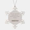 Connecticut State Gifts, No matter where life's journey takes me, my heart always whispers, I belong in Connecticut, Proud Connecticut Snowflake Ornament Christmas For Men, Women, Friends